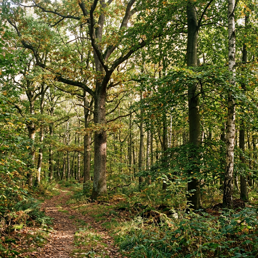 forest oaks birch trees